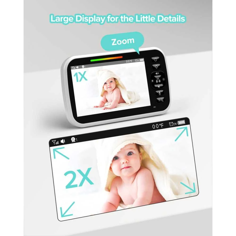 5” Video Baby Monitor With Camera 2 Way Talk Night Vision Temperature Sensor Lullabies & Long Battery Life 4 5” Video Baby Monitor With Camera 2 Way Talk Night Vision Temperature Sensor Lullabies & Long Battery Life - Image 2