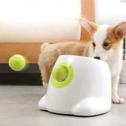 Automatic Ball Launcher For Dogs: Interactive Fetch Machine With 3 Mini Tennis Balls -Home Electronics Store afp hyper fetch the interactive device for dogs 2