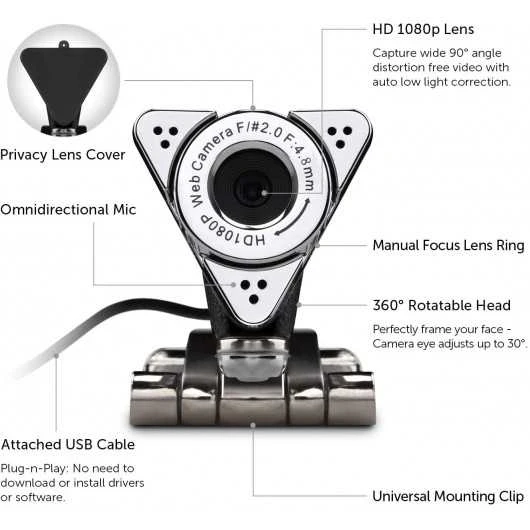 Aluratek 1080p HD Webcam: Crystal-Clear Desktop & Conference Streaming 5 Aluratek 1080p HD Webcam: Crystal-Clear Desktop & Conference Streaming - Image 3