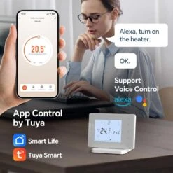 Beok Wireless Thermostat With Receiver, WiFi Smart Control, Alexa & Google Home Compatible, USB Powered, LCD Screen -Home Electronics Store beok wireless thermostat with receiver wifi smart control alexa google home compatible usb powered lcd screen 3
