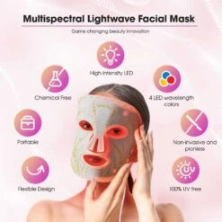 Dermal-Tech Flexible PDT LED Face Mask - Red Light Therapy For Anti-Aging, Dark Spots, And Skin Rejuvenation