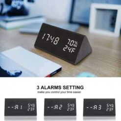 Stylish Wooden Digital Alarm Clock With Temperature And Humidity Display -Home Electronics Store digital wooden alarm clock jall 2