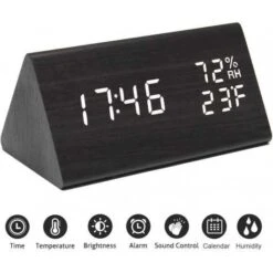 Stylish Wooden Digital Alarm Clock With Temperature And Humidity Display -Home Electronics Store digital wooden alarm clock jall 6