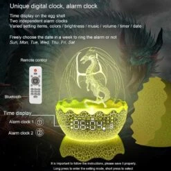 Dragon Egg Alarm Clock: Night Light, White Noise & Bluetooth Speaker For Kids & Adults -Home Electronics Store dragon egg alarm clock night light white noise bluetooth speaker for kids adults 5