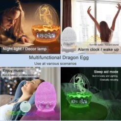 Dragon Egg Alarm Clock: Night Light, White Noise & Bluetooth Speaker For Kids & Adults -Home Electronics Store dragon egg alarm clock night light white noise bluetooth speaker for kids adults 7