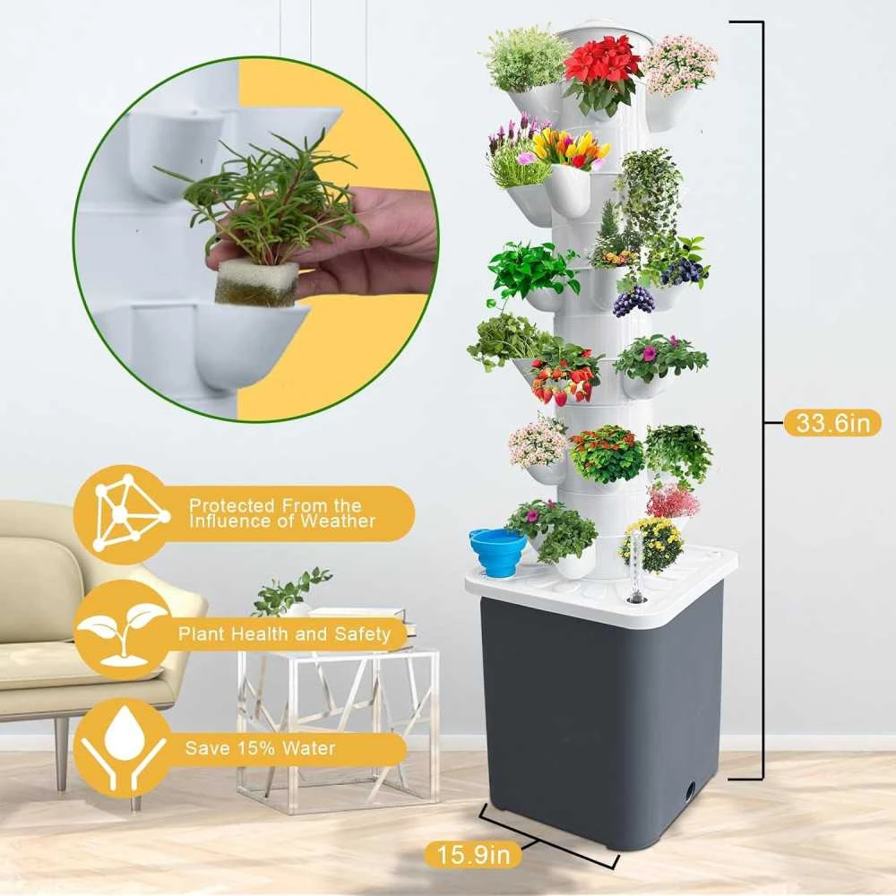Hydroponic Vertical Garden System - Indoor Smart Garden Kit With Water Pump And Tank For Plant Lovers (30 Plants) 5 Hydroponic Vertical Garden System - Indoor Smart Garden Kit With Water Pump And Tank For Plant Lovers (30 Plants) - Image 3