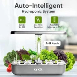 Grow Fresh Herbs All Year Round With Full-Spectrum Hydroponic Garden – Perfect For Kitchens & Indoors -Home Electronics Store hydroponics growing system lyko 12 pods indoor garden with 36w 80 led grow lights automatic timer pump adjustable height up 7