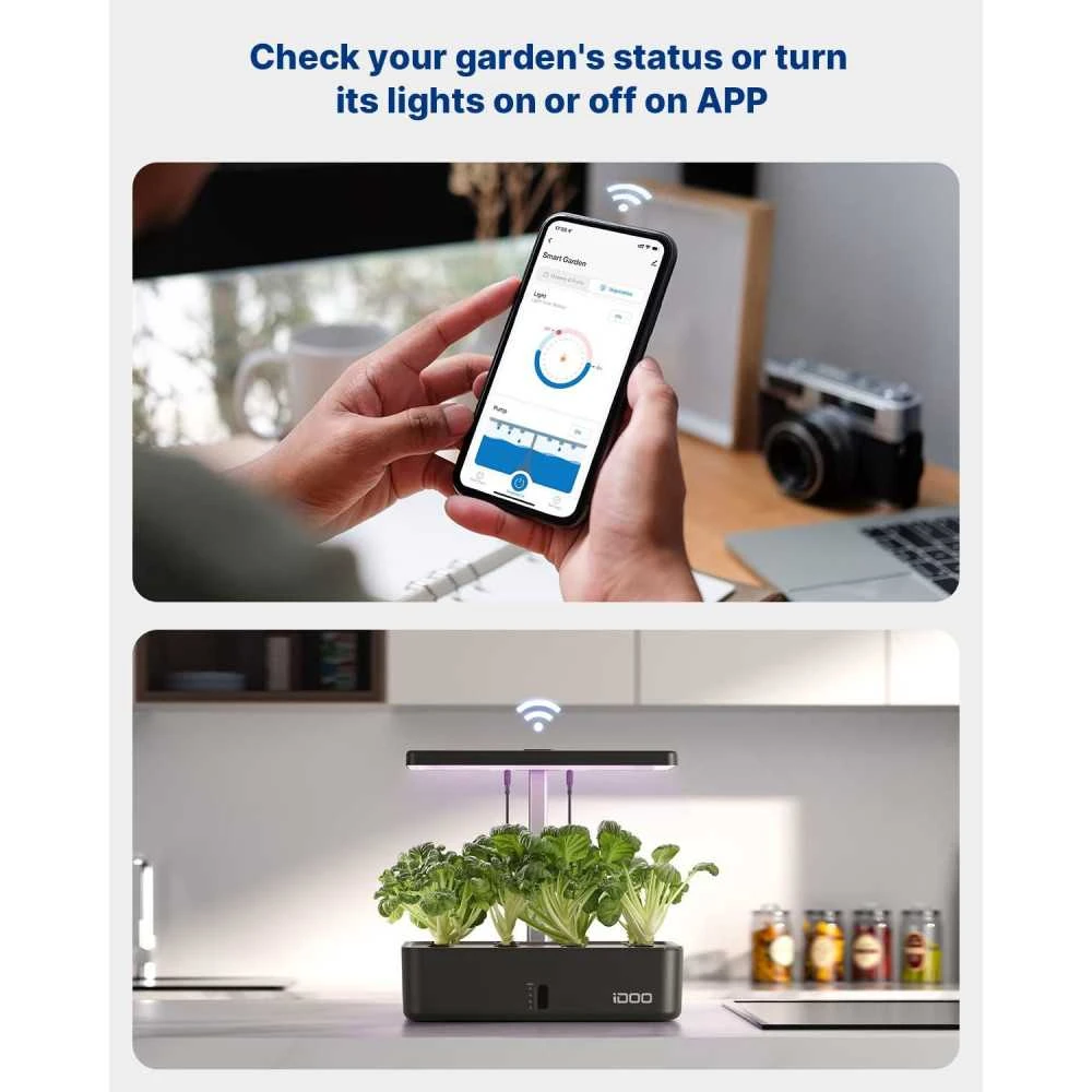 IDOO Hydroponic Garden With 12 Pods, Built-in Fan, LED Light, And 4.5L Tank For Indoor Herbs And Vegetables 4 IDOO Hydroponic Garden With 12 Pods, Built-in Fan, LED Light, And 4.5L Tank For Indoor Herbs And Vegetables - Image 2