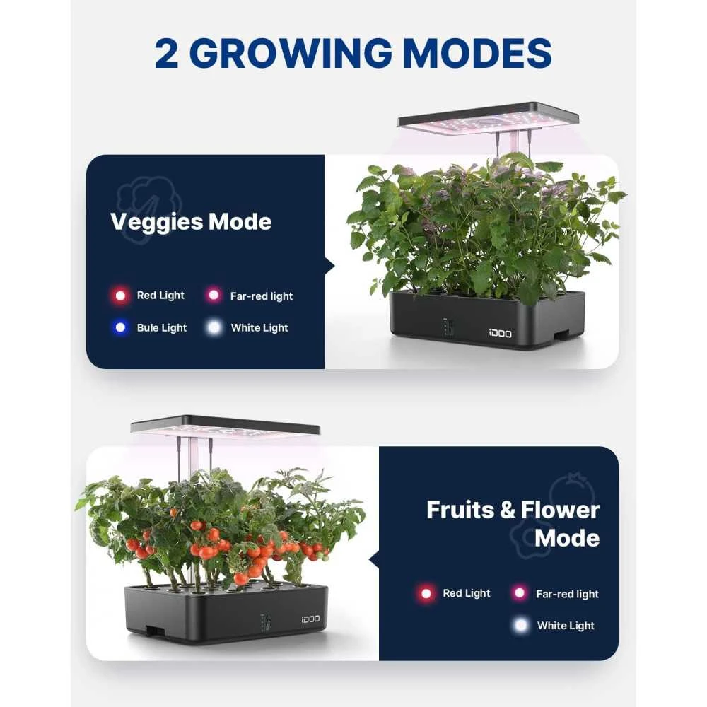 IDOO Hydroponic Garden With 12 Pods, Built-in Fan, LED Light, And 4.5L Tank For Indoor Herbs And Vegetables 5 IDOO Hydroponic Garden With 12 Pods, Built-in Fan, LED Light, And 4.5L Tank For Indoor Herbs And Vegetables - Image 3