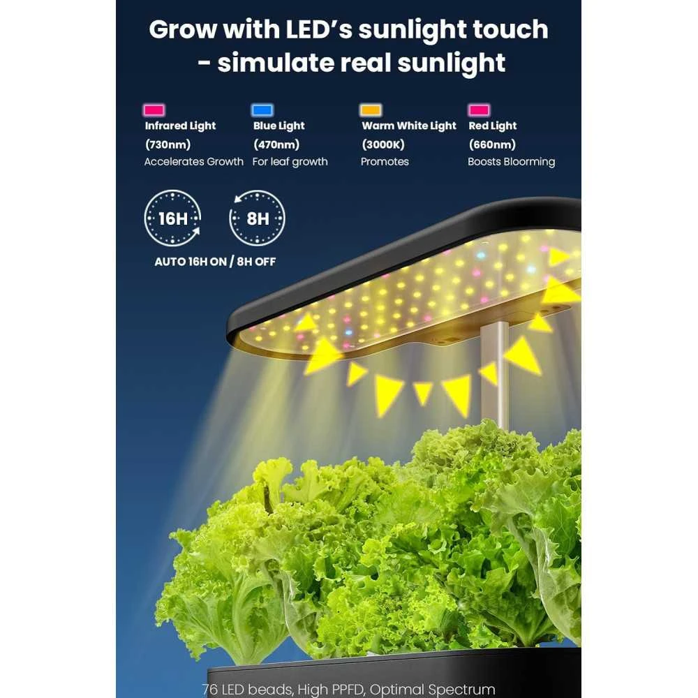 Inbloom 12 Pods Hydroponic Growing System Kit Easy Indoor Herb Garden With Adjustable Light & Automatic Water Pump 7 Inbloom 12 Pods Hydroponic Growing System Kit Easy Indoor Herb Garden With Adjustable Light & Automatic Water Pump - Image 5