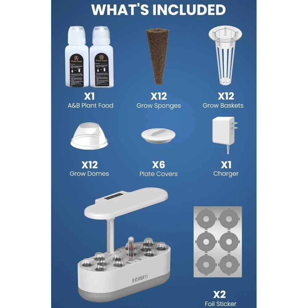 Inbloom 12 Pods Hydroponic Growing System Kit Easy Indoor Herb Garden With Adjustable Light & Automatic Water Pump 3 Inbloom 12 Pods Hydroponic Growing System Kit Easy Indoor Herb Garden With Adjustable Light & Automatic Water Pump