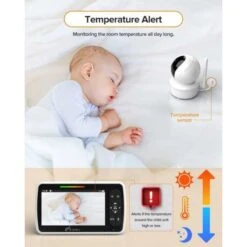 5" Video Baby Monitor - Pan-Tilt-Zoom, Night Vision, Temp Display, Two-Way Audio, 960ft Range -Home Electronics Store moniteur bebe moniteur video grand ecran 5 avec telecommande pan tilt zoom vision nocturne infrarouge affichage de la 4