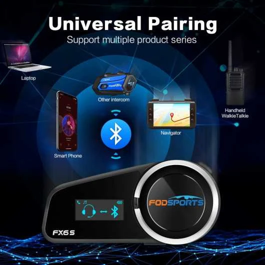 FODSPORTS FX6S Motorcycle Bluetooth Intercom- Waterproof, LED ScreenFODSPORTS FX6S Motorcycle Bluetooth Intercom 16 FODSPORTS FX6S Motorcycle Bluetooth Intercom- Waterproof, LED ScreenFODSPORTS FX6S Motorcycle Bluetooth Intercom - Image 14