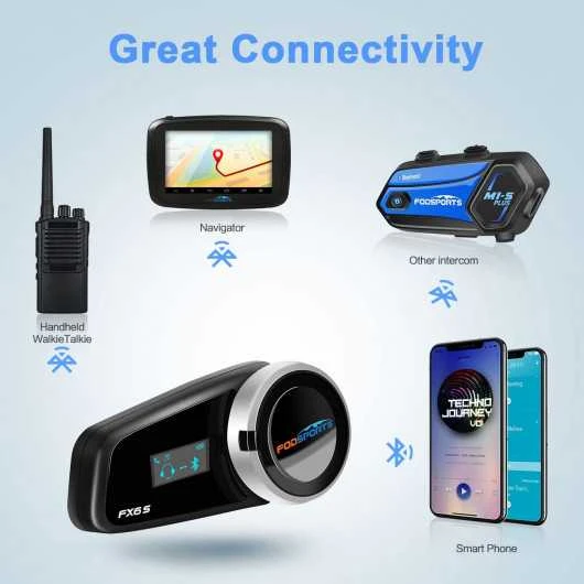 FODSPORTS FX6S Motorcycle Bluetooth Intercom- Waterproof, LED ScreenFODSPORTS FX6S Motorcycle Bluetooth Intercom 11 FODSPORTS FX6S Motorcycle Bluetooth Intercom- Waterproof, LED ScreenFODSPORTS FX6S Motorcycle Bluetooth Intercom - Image 9