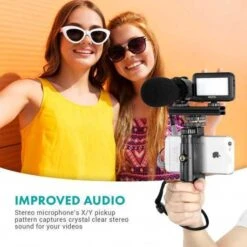 Elevate Your Vlogs: Movo Smartphone Stereo Mic With Wireless Remote -Home Electronics Store movo v7 the complete kit for vlogger 3