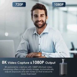 NexiGo 360° AI Conference Camera – 4K Video, Auto-Tracking, Noise-Cancelling Mics -Home Electronics Store nexigo meeting 360 8k captured ai powered framing speaker tracking 1080p hd 360 degree smart aio video conference camera 8 4