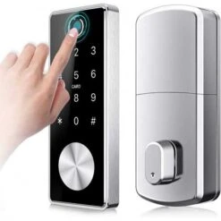 Smart Security Deadbolt: Nyboer Touchscreen Lock With Fingerprint And Bluetooth Access -Home Electronics Store nyboer t11b the 5 in 1 lock 1 5