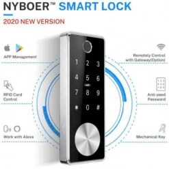 Smart Security Deadbolt: Nyboer Touchscreen Lock With Fingerprint And Bluetooth Access -Home Electronics Store nyboer t11b the 5 in 1 lock 1 6