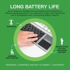 Portable Foldable Bluetooth Keyboard With Trackpad For All Devices -Home Electronics Store obvus solutions minder foldable bluetooth keyboard silver 2