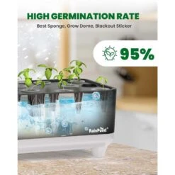 RAINPOINT Hydroponic System 13 Pods Indoor Herb Garden With 5L Tank & LED Grow Light For Easy Home Gardening