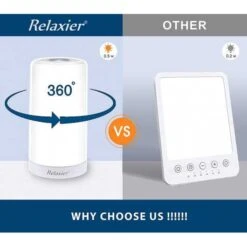 Relaxier 10,000 LUX UV-Free Sunlight Therapy Lamp With Touch Control, Adjustable Brightness, For Energy And Mood Boost 15 Relaxier 10,000 LUX UV-Free Sunlight Therapy Lamp With Touch Control, Adjustable Brightness, For Energy And Mood Boost -Home Electronics Store relaxier light therapy lamp happy light 10000 lux uv free 360 degrees sunlight lamp sun light fight off winter blues 5