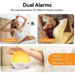 RICIAL Sunrise Alarm Clock With Light Therapy, 10000 Lux, White Noise, 11 Atmosphere Lights -Home Electronics Store ricial sunrise alarm clock with light therapy 10000 lux white noise 11 atmosphere lights 3