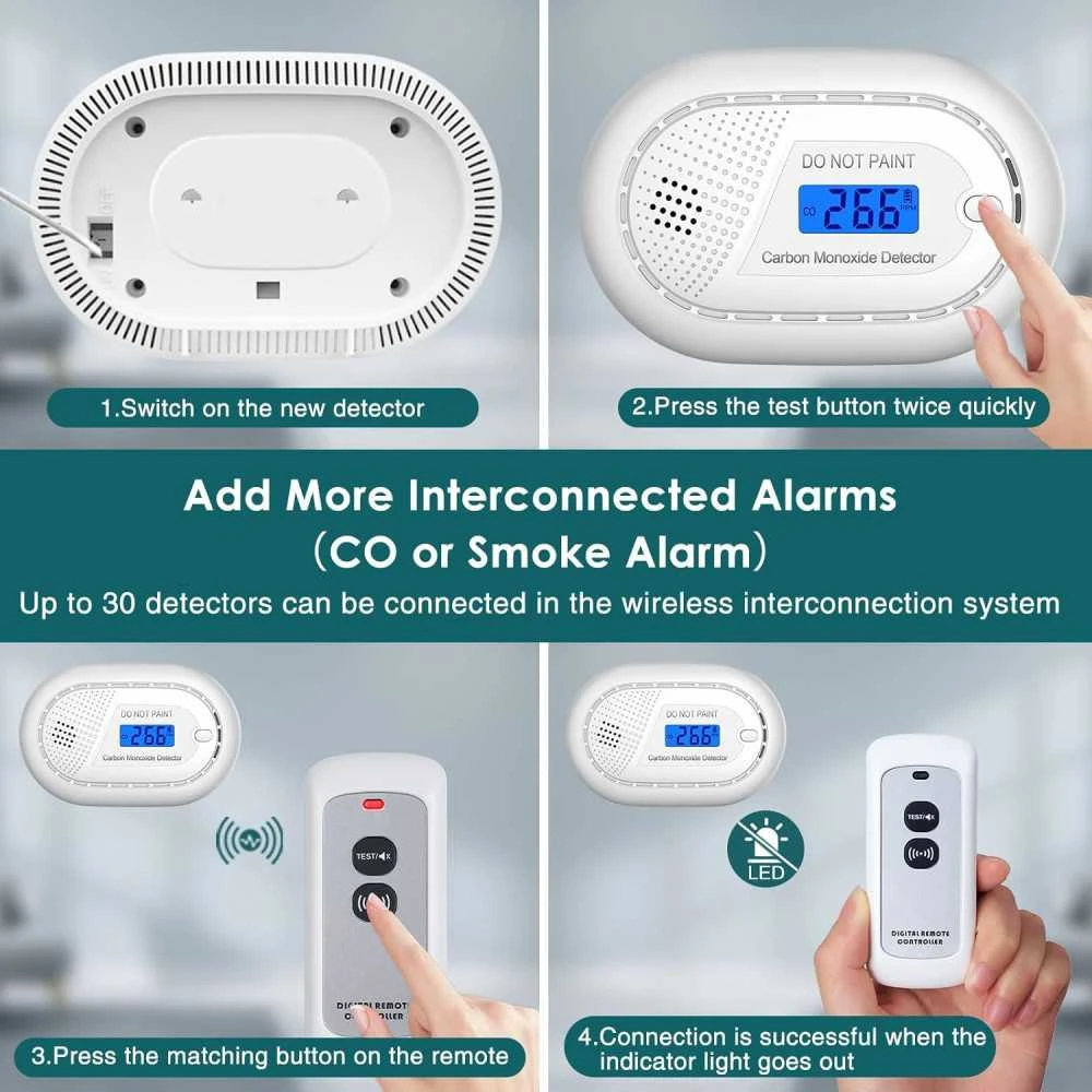 Safeliveo Wireless Interlinked Smoke, Heat & Carbon Monoxide Alarm Kit With Remote Control - 10 Year Battery Life 6 Safeliveo Wireless Interlinked Smoke, Heat & Carbon Monoxide Alarm Kit With Remote Control - 10 Year Battery Life - Image 4