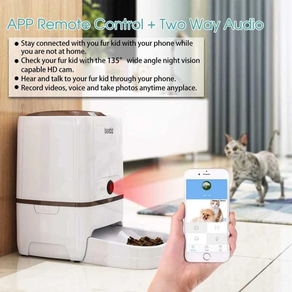 Smart Pet Feeder With Camera And App Control, 6L Food Dispenser For Cats And Dogs, 2 Way Audio, Voice Reminder 4 Smart Pet Feeder With Camera And App Control, 6L Food Dispenser For Cats And Dogs, 2 Way Audio, Voice Reminder - Image 2