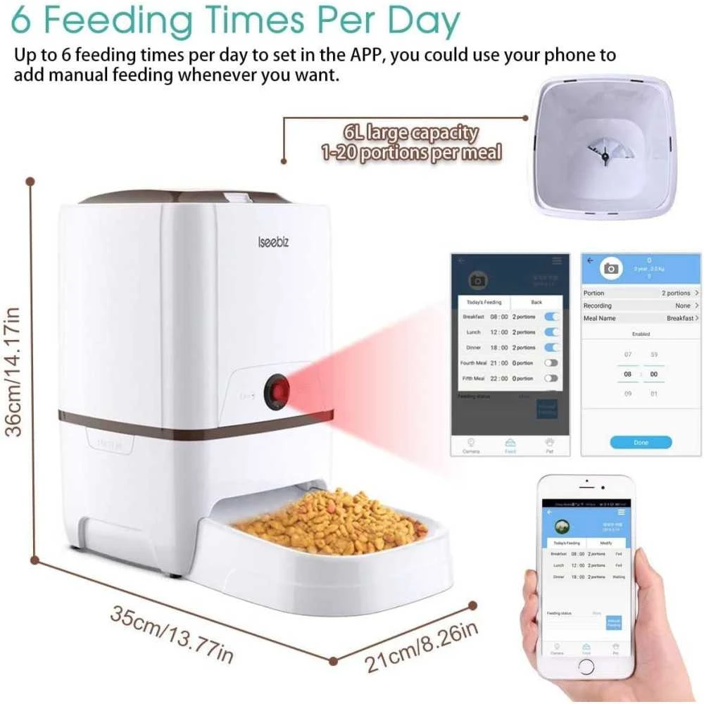 Smart Pet Feeder With Camera And App Control, 6L Food Dispenser For Cats And Dogs, 2 Way Audio, Voice Reminder 5 Smart Pet Feeder With Camera And App Control, 6L Food Dispenser For Cats And Dogs, 2 Way Audio, Voice Reminder - Image 3