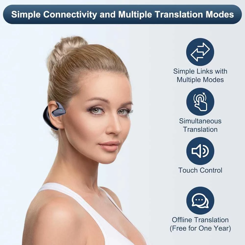 Two-Way Language Translator Earbuds, 144 Languages, Real-Time Voice Translation, Bluetooth & APP Enabled, Black 8 Two-Way Language Translator Earbuds, 144 Languages, Real-Time Voice Translation, Bluetooth & APP Enabled, Black - Image 6