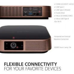 ViewSonic M2 Smart Portable Projector: 1080p, Bluetooth, WiFi & Screen Mirroring -Home Electronics Store viewsonic m2 the portable home theater 1 4