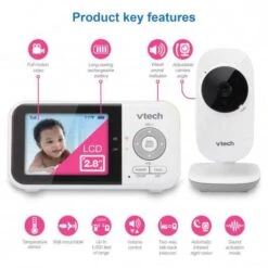 VTech VM819 Baby Monitor: Long Range, Temperature Sensor, And Soothing Lullabies -Home Electronics Store vtech vm819 video baby monitor 1 10