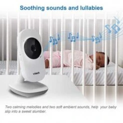 VTech VM819 Baby Monitor: Long Range, Temperature Sensor, And Soothing Lullabies -Home Electronics Store vtech vm819 video baby monitor 1 13