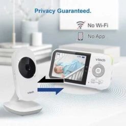 VTech VM819 Baby Monitor: Long Range, Temperature Sensor, And Soothing Lullabies -Home Electronics Store vtech vm819 video baby monitor 1 7