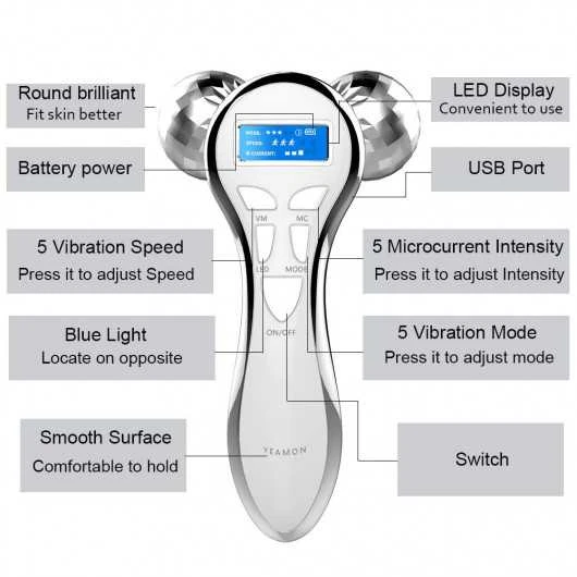 Yeamon 4D Facial Massage Roller: Rejuvenate & Tone With Microcurrent Technology 8 Yeamon 4D Facial Massage Roller: Rejuvenate & Tone With Microcurrent Technology - Image 6