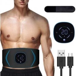 Yonars EMS Muscle Stimulator - 10 Modes, 20 Intensity Levels, USB Rechargeable Toning Belt For Abs